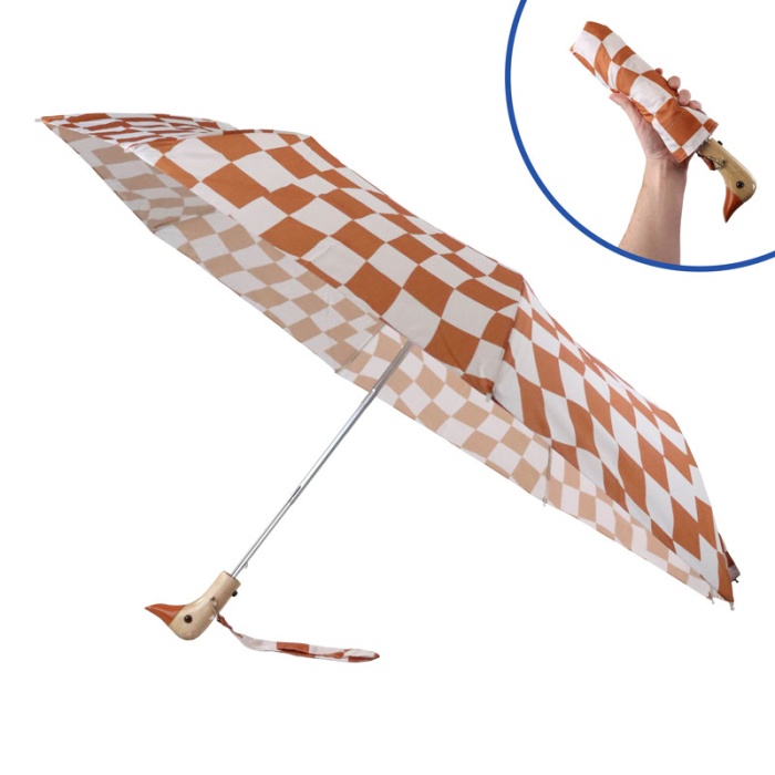 Original Duckhead Peanut Butter Checkers Eco-Friendly Duck Handle Umbrella