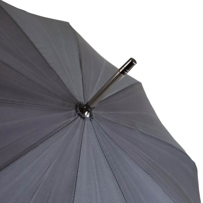 Gents' Silver Tipped Grey Umbrella with Bamboo Crook Handle