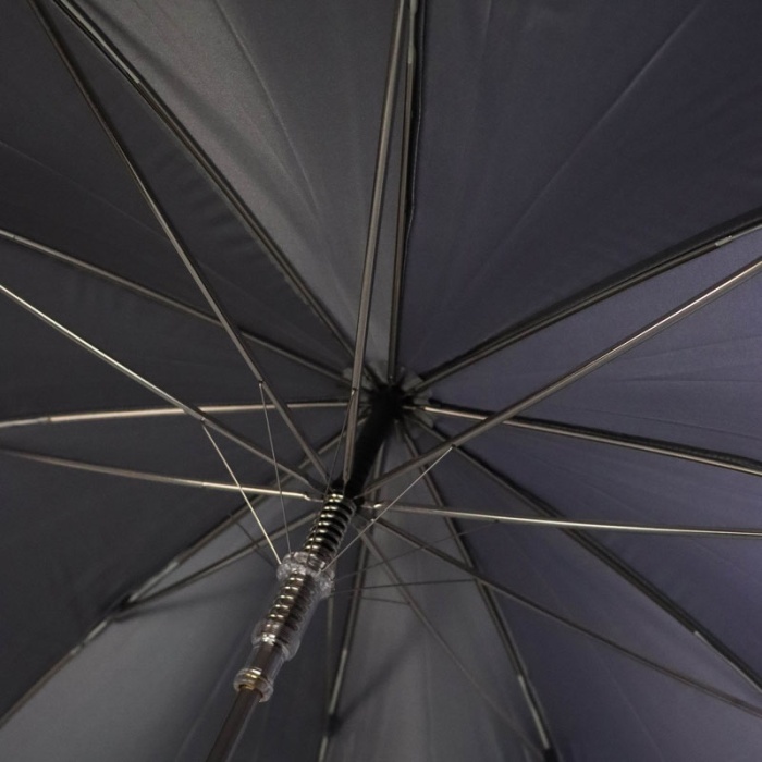 Gents' Silver Tipped Grey Umbrella with Bamboo Crook Handle